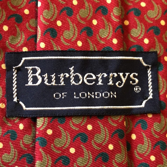 Vintage Deadstock BURBERRY’s of LONDON 100% Silk Tie Paisley Graphic Dot NEW - Picture 4 of 16